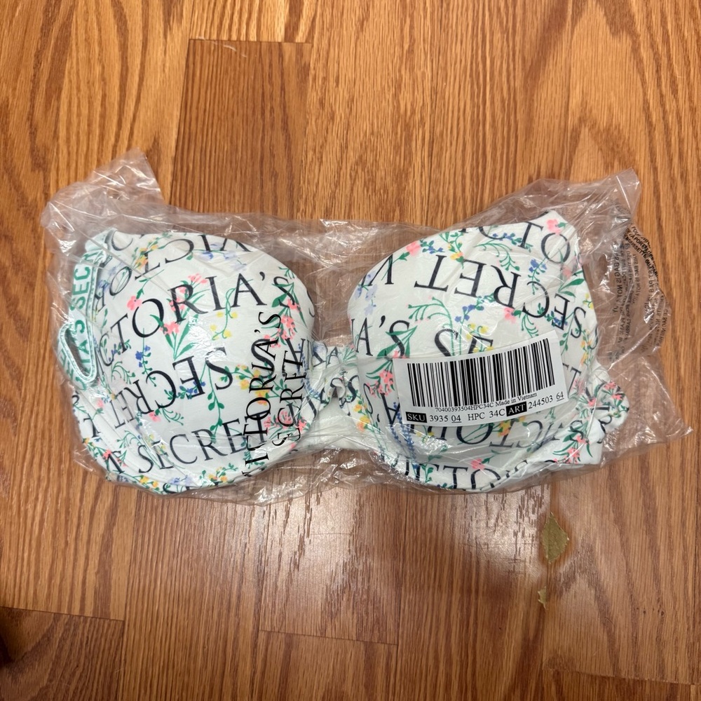 Victoria's Secret White Floral Logo Bra